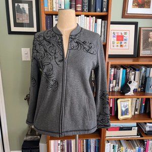 Orvis Women's L Gray Full Zip Long Sleeve Fleece Jacket